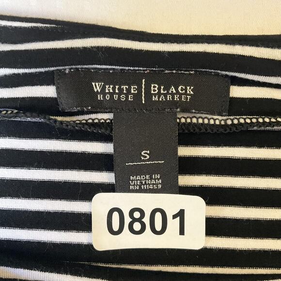 White House Black Market Women Shirt S Striped Button Boat Neck Pullover - Picture 2 of 7